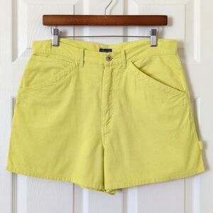 Xhilaration 90's Vintage Pinwale Corduroy High Rise Carpenter Shorts Chartreuse